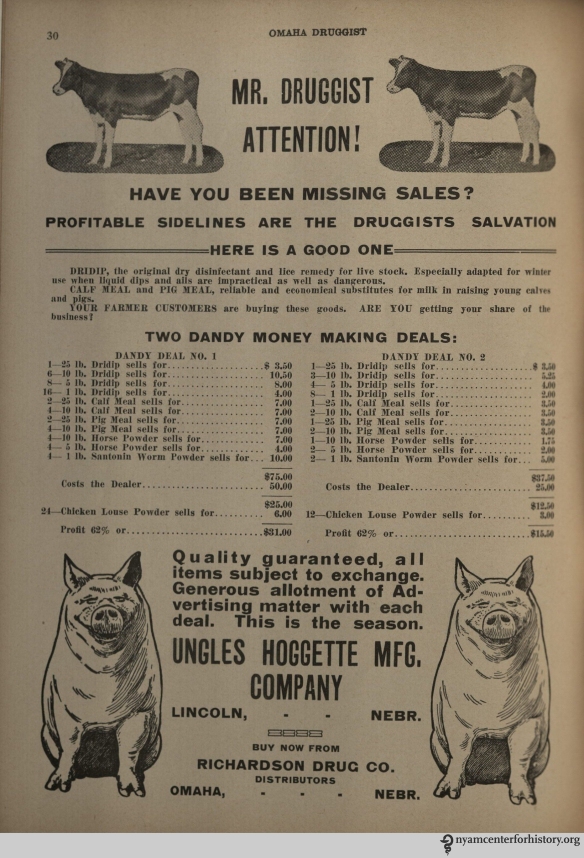 Ad published in the Omaha Digest, volume 32, number 4, April 1919.