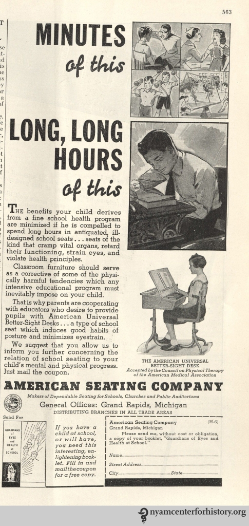 American Seating Company ad inHygeia Magazine, June 1936. Click to enlarge. 