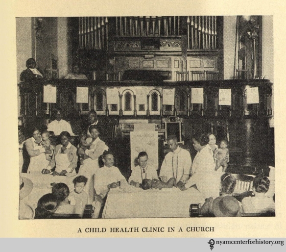 "A child health clinic in a church." In The Goal of May Day, 1928.