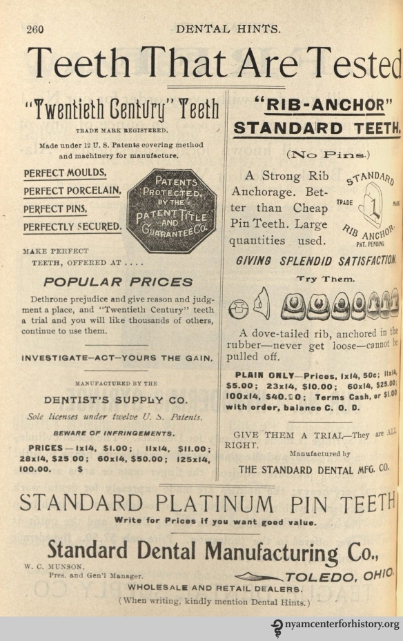 Standard Dental Manufacturing Co. advertisement in Dental Hints, vol. 3, no. 5, May 1901.