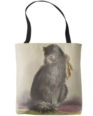 Longhaired black cat tote